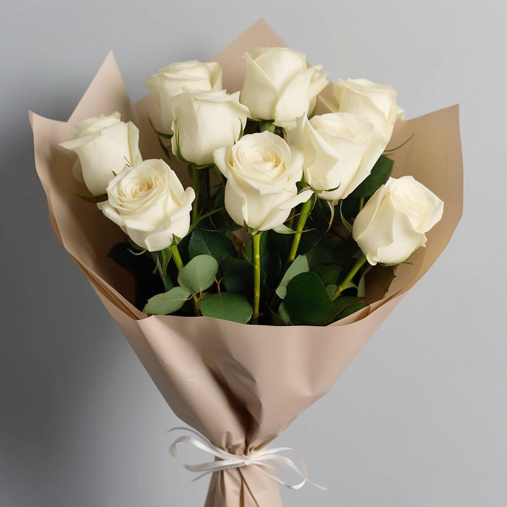 Букет 9 Белых роз Эдлесс Лав в Стригуны