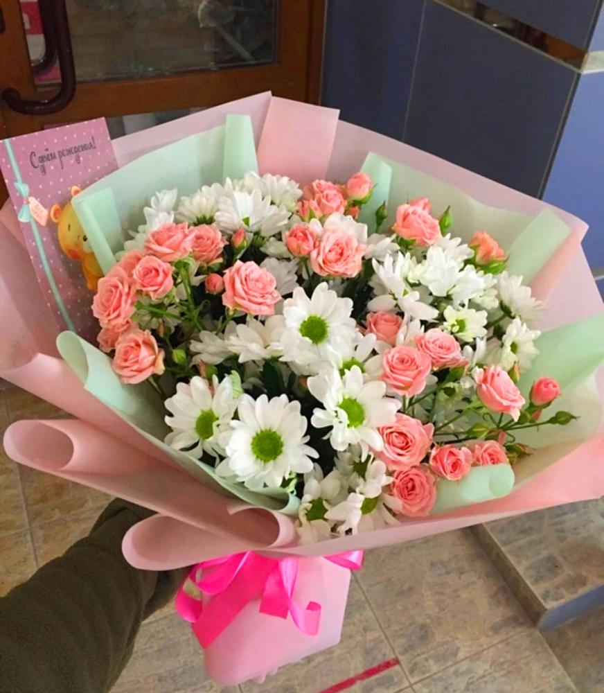 Букет цветов из: Розы и Хризантемы в Стригуны