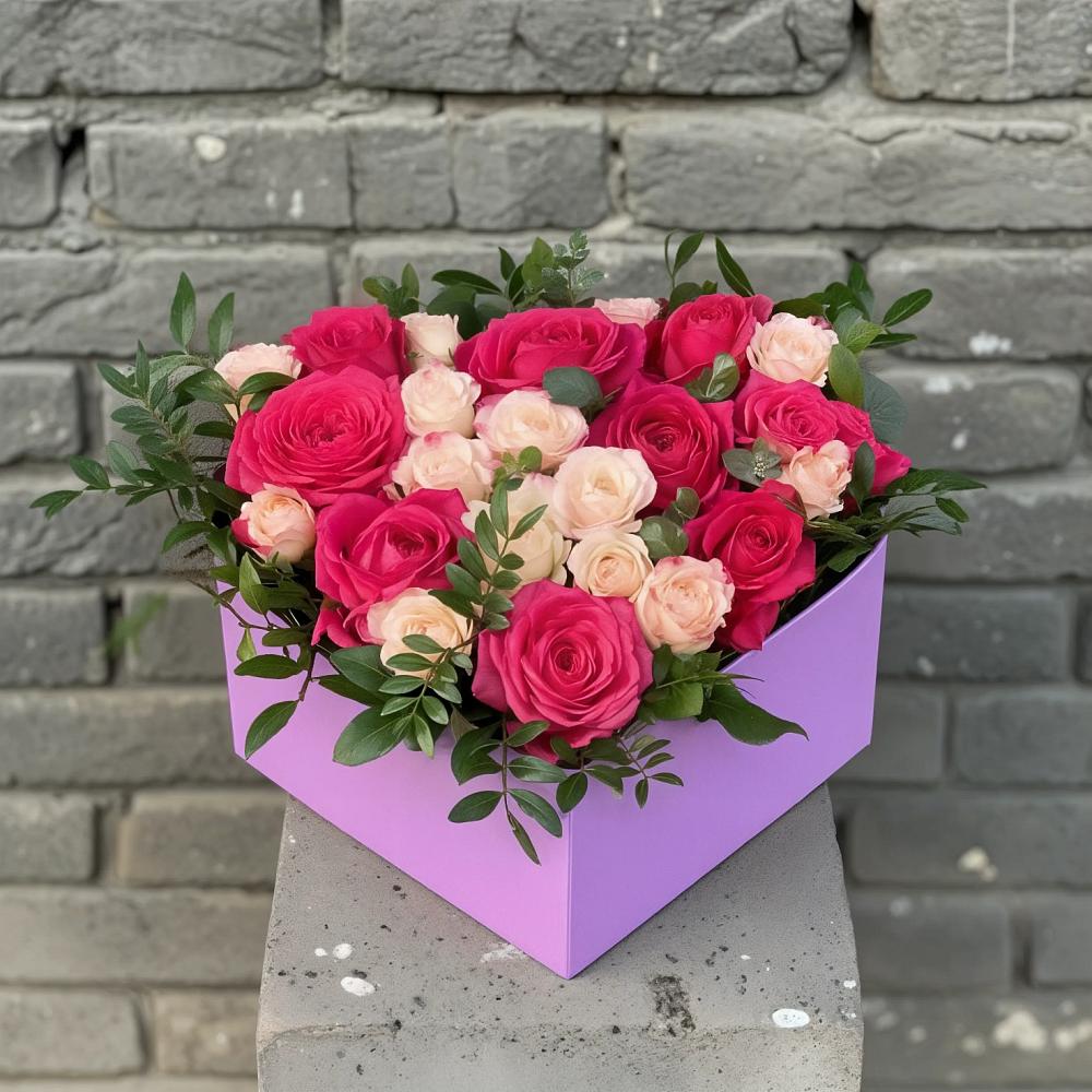 Цветочная композиция из Розы в коробке в Стригуны