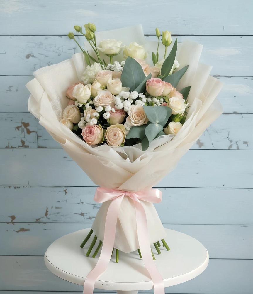 Букет цветов из: Розы и Лизиантусы в Стригуны