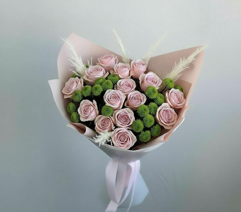 Букет цветов из: Розы и Хризантемы в Стригуны