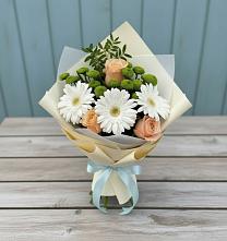 Букет цветов из:  Герберы, Розы и Хризантемы в Стригуны