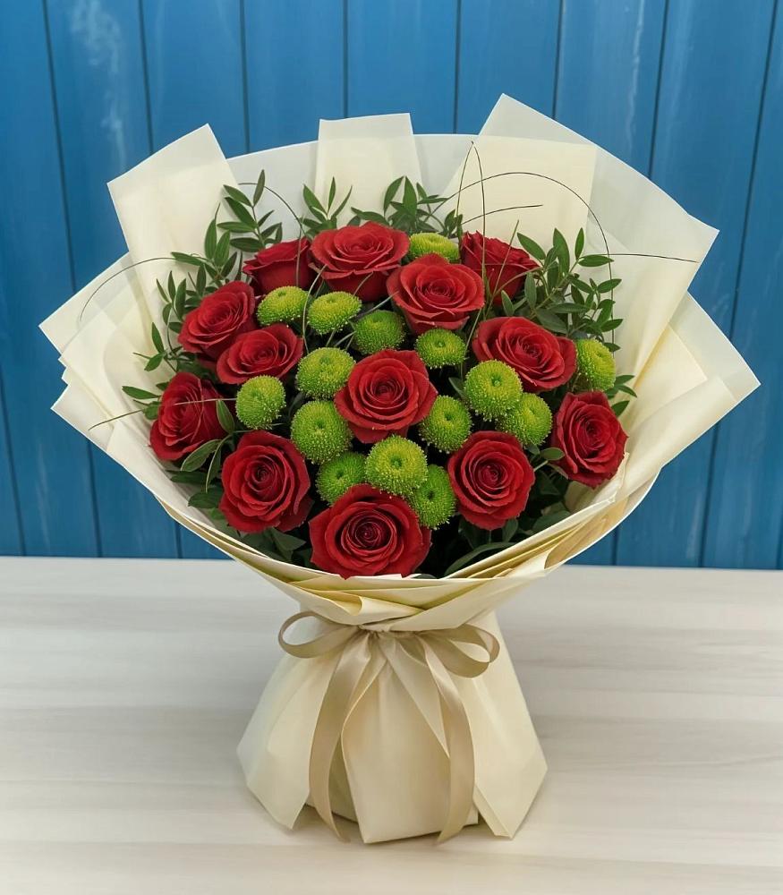 Букет цветов из: Розы и Хризантемы в Стригуны